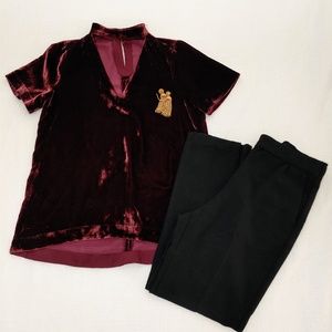 Madewell Velvet Choker Top in Red